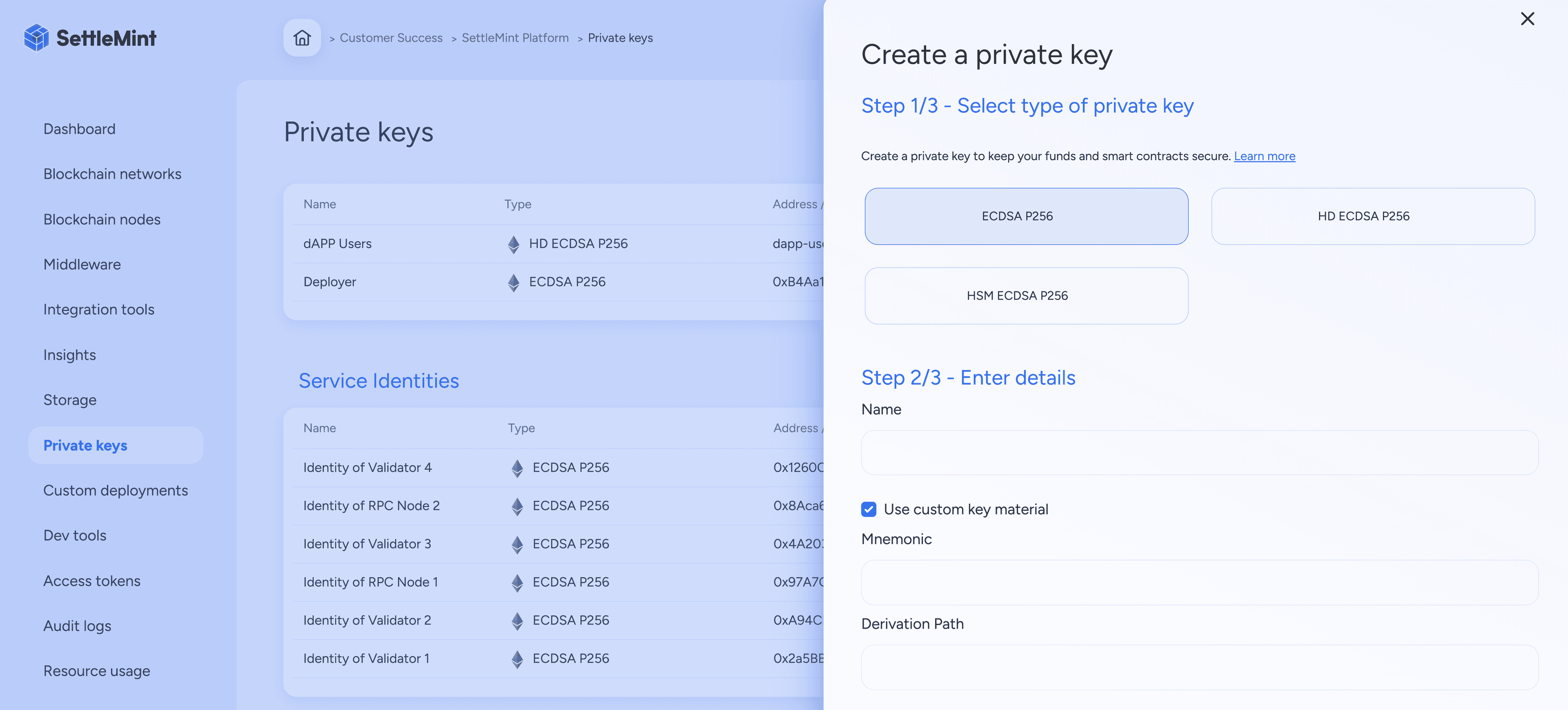 Add private key