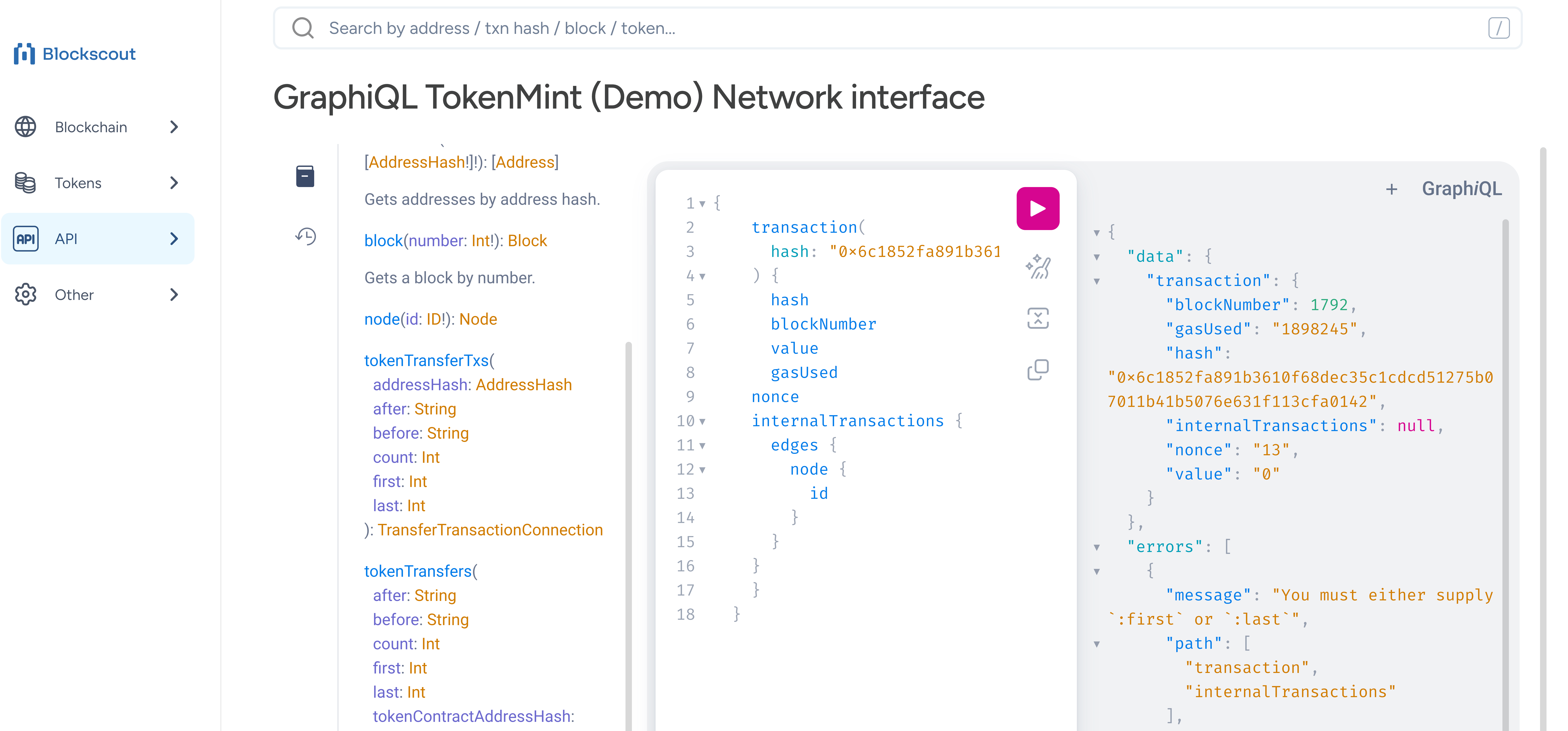 Blockscout GraphQL